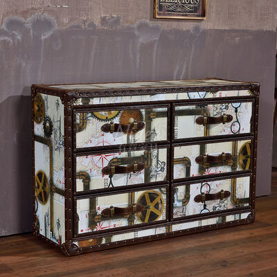 Foshan Fabrik Heißer Verkauf Luxuriöser Klassischer Brustschrank mit handbemalten Designmustern, 6-Schubladen-Wohnzimmerschrank