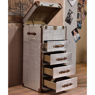 Nidea Aluminium Metallnieten Vintage Aviation Empfangstresen Bartisch für Bar Schreibtisch Hotel Restaurant Vintage Couchtisch