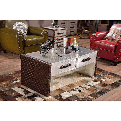 Industrieller Stil Doppel Schubladen Wohnzimmer Couchtisch Schrank Zigarrenbar Aluminium Nieten Personalisierte Möbel